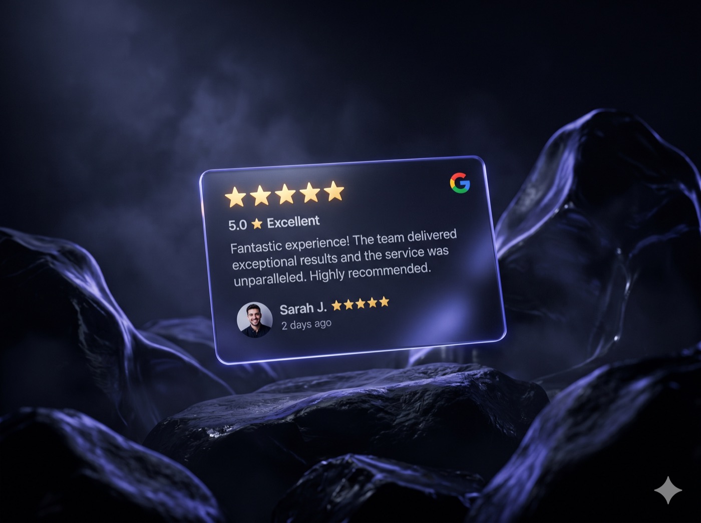 A glowing 5-star Google review